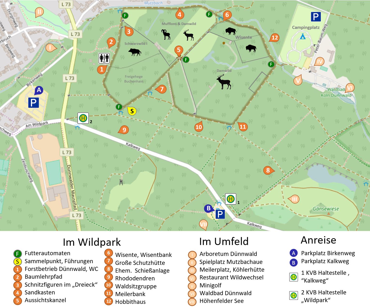 Uebersichtskarte Wildpark Duennwald 2023